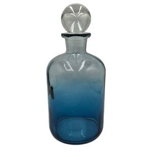 Blue Clear Ombre Look Glass Decanter Collectible Decorative Glassware
